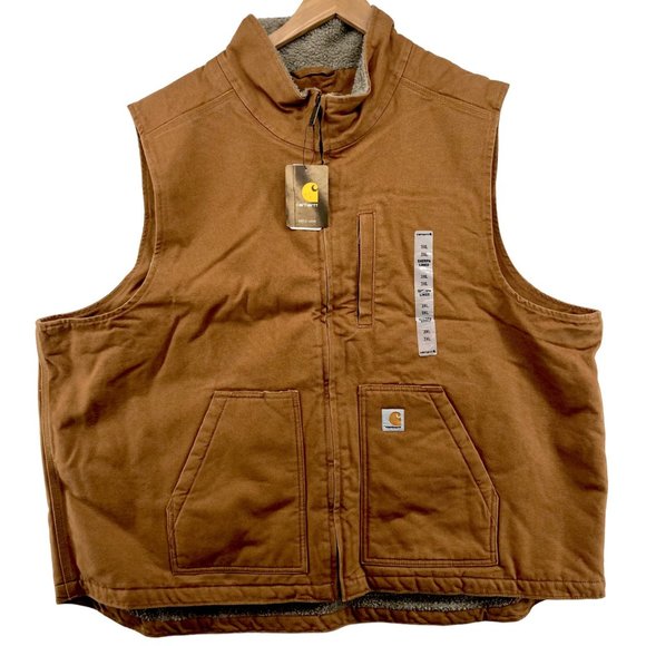 Carhartt Men's 104277 Brown Sherpa Lined Vest Full Zip Size 3XL NWT